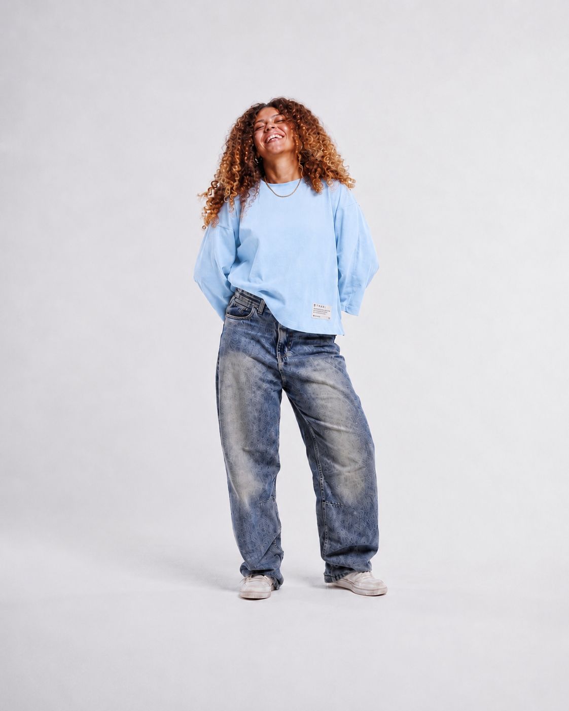 Baby Blue Boxy Cropped Tshirt