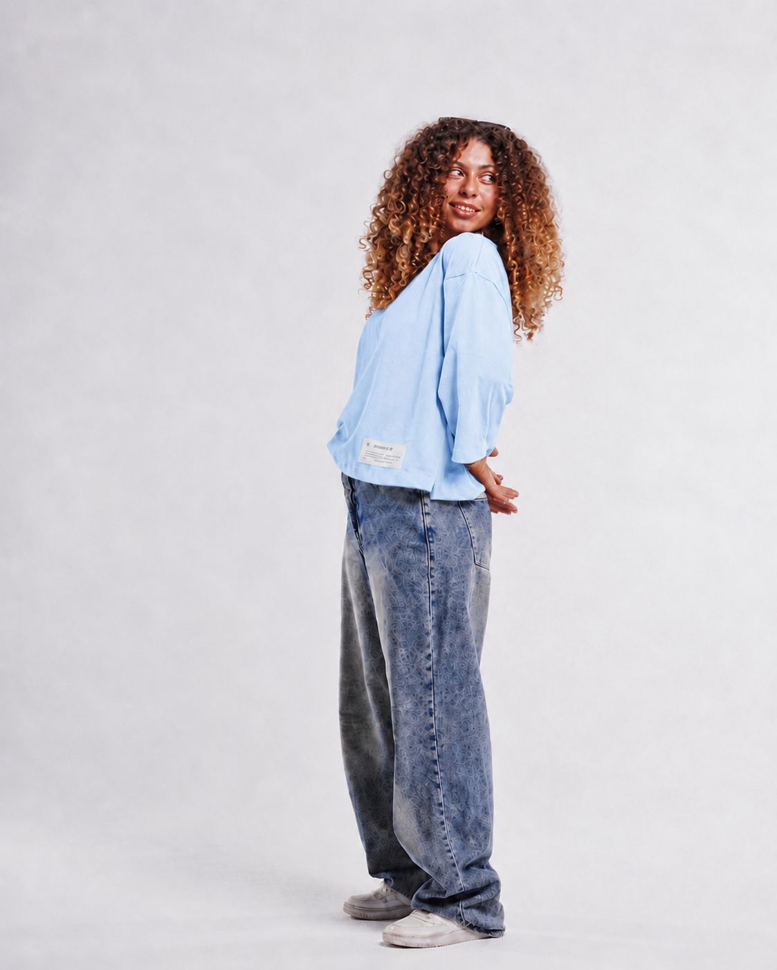 Baby Blue Boxy Cropped Tshirt
