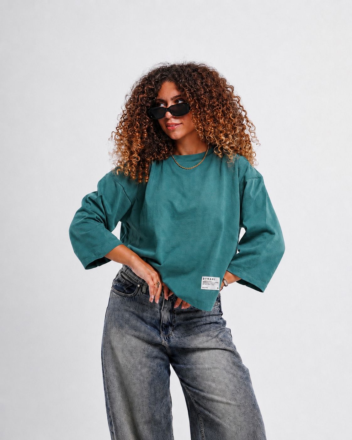 Teal Boxy Cropped Tshirt